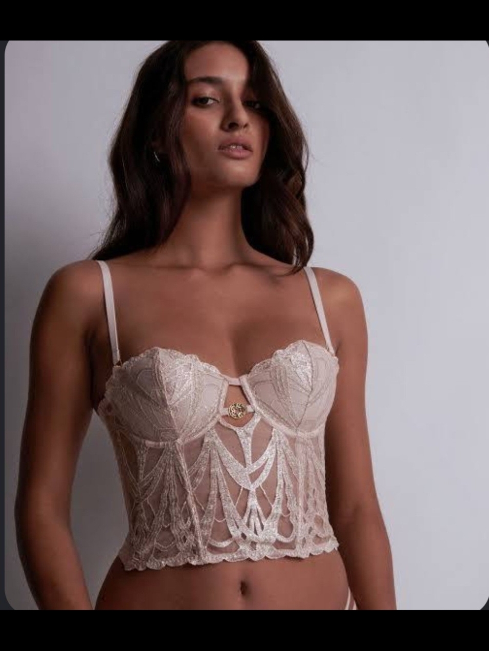 Sheer Lace Bustier Top - Cream